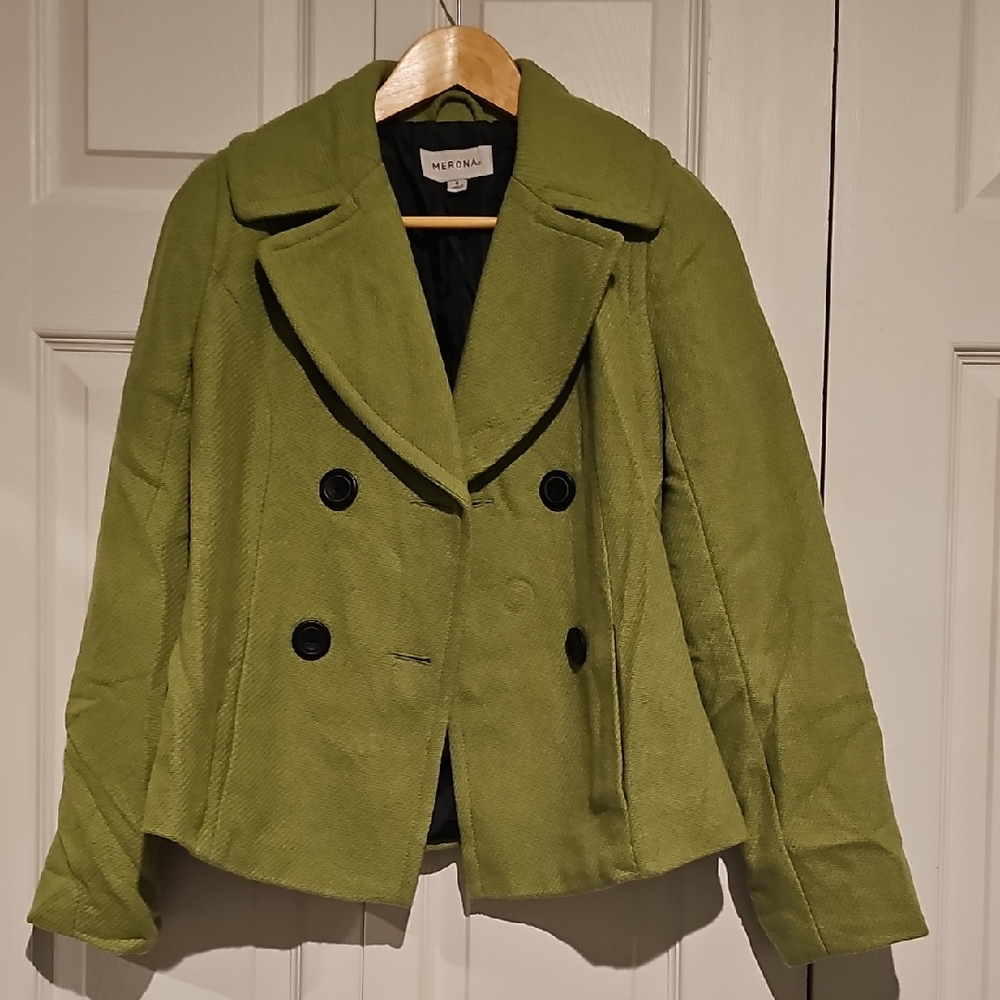 Merona Green Wool Blend Peacoat – Size Small - Picture 1 of 6